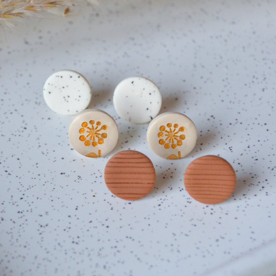 Polymer Clay Earth Speckle Stud Set Earrings Clay and Jewel